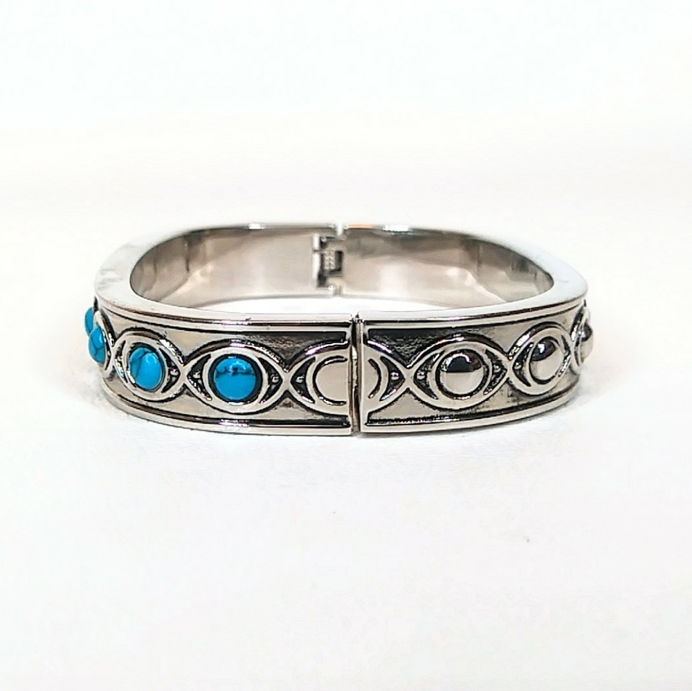 Southwest Turquoise Rectangular Bangle - image 5